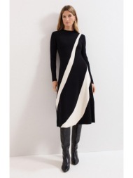 phase eight γυναικείο πλεκτό φόρεμα με στρογγυλή λαιμόκοψη και διχρωμία