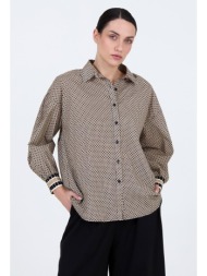 skatie γυναικείο βαμβακερό πουκάμισο με γεωμετρικό μοτίβο
