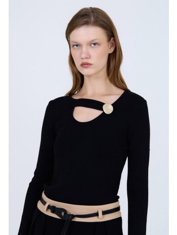 skatie γυναικείο πλεκτό τοπ με διακοσμητικό κούμπωμα