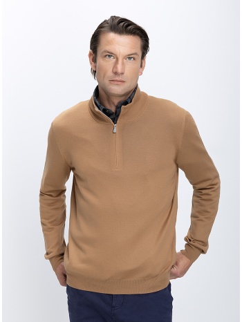 gran sasso ανδρικό πλεκτό με φερμουάρ στον γιακά μάλλινο