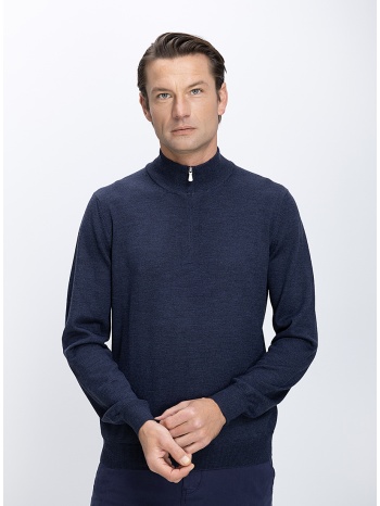 gran sasso ανδρικό πλεκτό με φερμουάρ στον γιακά μάλλινο