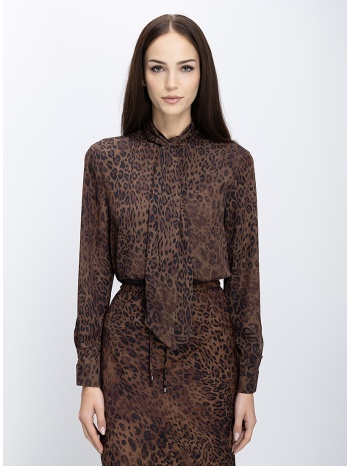 diana d γυναικεία μπλούζα με animal print και δετή