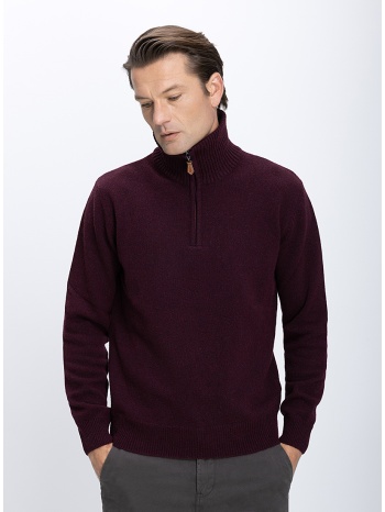 ανδρικό πλεκτό regular fit με μισό φερμουάρ και ψηλό γιακά σε προσφορά