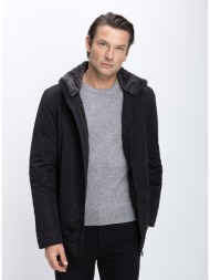 kaiser hoff ανδρικό μπουφάν με faux fur γιακά regular fit