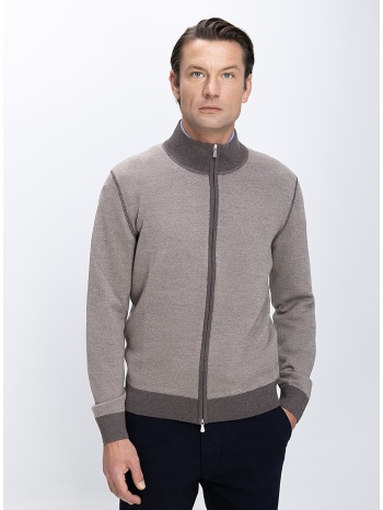gran sasso ανδρική ζακέτα πλεκτή με φερμουάρ και όρθιο
