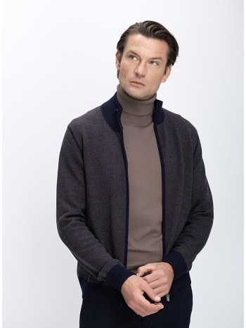 gran sasso ανδρική ζακέτα πλεκτή με φερμουάρ και όρθιο