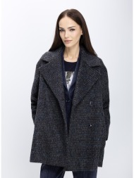 γυναικείο παλτό σταυρωτό με υφή tweed relaxed fit