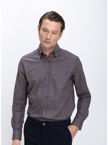 ανδρικό πουκάμισο με μικρό καρό σχέδιο βαμβακερό regular fit