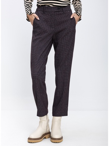 γυναικείο παντελόνι slim fit σε καρό καφέ