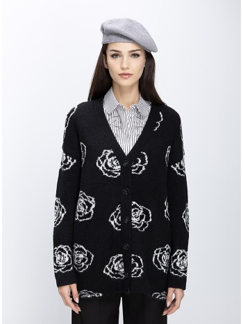 gaudi γυναικεία πλεκτή ζακέτα με floral μοτίβο