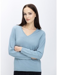 γυναικεία πλεκτή μπλούζα μάλλινη merino με v λαιμόκοψη