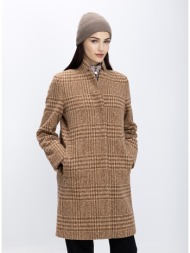 cinzia rocca γυναικείο παλτό καρό με όρθιο γιακά