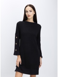 the abito γυναικείο mini φόρεμα με rib λεπτομέρειες και κουμπιά στα μανίκια