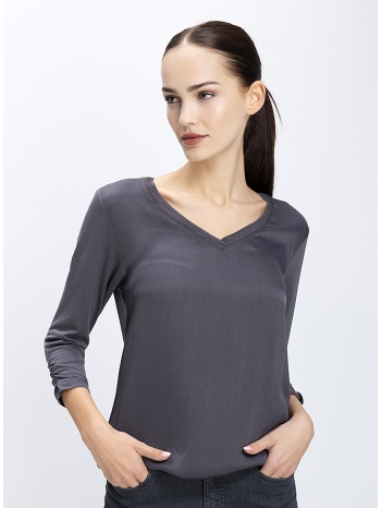 γυναικεία μπλούζα με v λαιμόκοψη και σούρα στα μανίκια