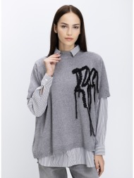 γυναικείο πλεκτό με layered εφέ και διακοσμητική πλέξη