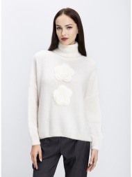 pho firenze γυναικείο πλεκτό ζιβάγκο με διακοσμητικά λουλούδια