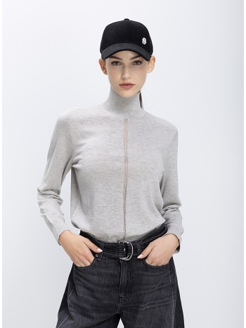 boss γυναικεία πλεκτή μπλούζα μάλλινη ζιβάγκο με κάθετη ραφή