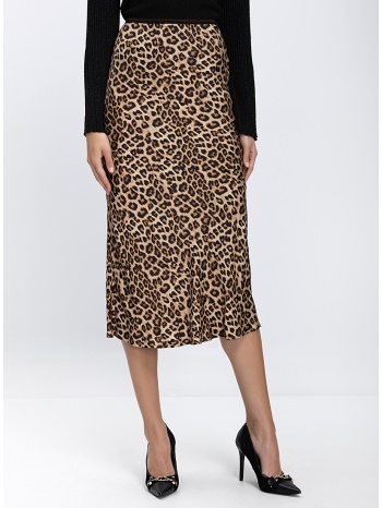 gerald darel γυναικεία midi φούστα σατέν με animal print