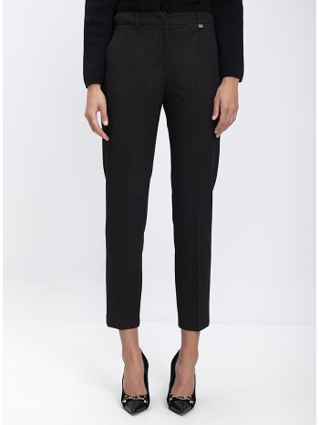 luckylu γυναικείο παντελόνι cropped με strass λεπτομέρειες