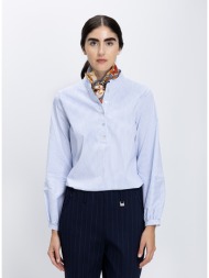 γυναικεία μπλούζα με ριγέ σχέδιο και γιακά μάο