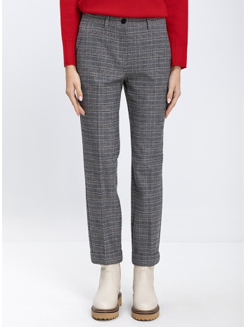 γυναικείο παντελόνι με καρό μοτίβο straight fit