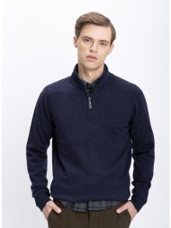 kaiserhoff ανδρικό πλεκτό με φερμουάρ και όρθιο γιακά regular fit