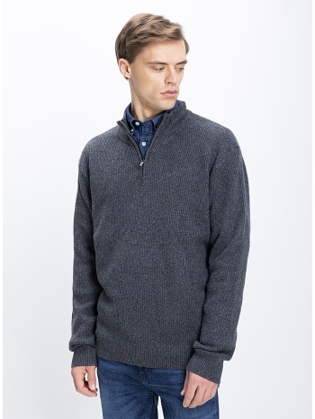 ανδρικό πλεκτό πουλόβερ με φερμουάρ
