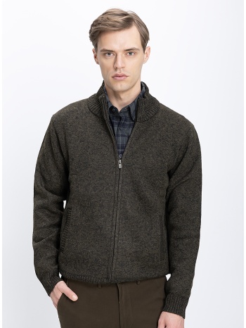 ανδρική πλεκτή ζακέτα modern fit με όρθιο γιακά και φερμουάρ