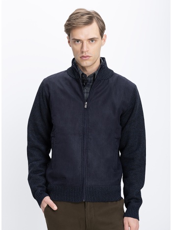 ανδρική πλεκτή ζακέτα με επένδυση και ημιζιβάγκο γιακά