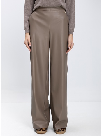 luckylu γυναικείο παντελόνι από οικολογικό δέρμα wide leg