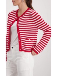monari γυναικεία πλεκτή ζακέτα με ριγέ σχέδιο και μεταλλικά κουμπιά