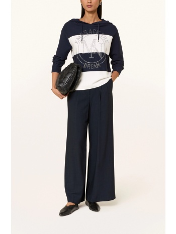 monari γυναικείο πλεκτό βαμβακερό με κουκούλα και logo print