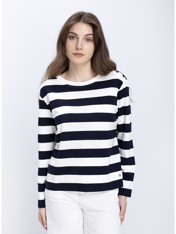 monari γυναικεία μπλούζα ριγέ με κουμπιά στον ώμο regular