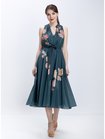 phase eight γυναικείο midi φόρεμα floral με δέσιμο στη μέση