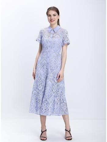 phase eight γυναικείο midi φόρεμα δαντέλα με κουμπιά