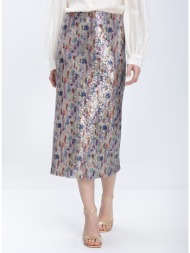 elena miro γυναικεία midi φούστα με παγιέτες regular fit