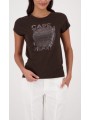 monari γυναικείο t-shirt regular fit με lettering και strass λεπτομέρειες