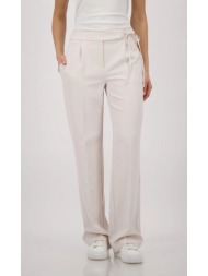 monari γυναικείο παντελόνι wide leg με ζώνη δεσίματος και πιέτες