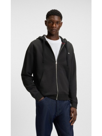 hugo ανδρικό βαμβακερό hoodie relaxed fit με φερμουάρ και