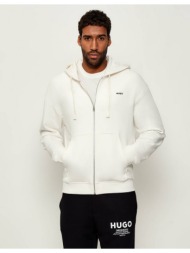 hugo ανδρικό βαμβακερό hoodie relaxed fit με φερμουάρ και logo detail