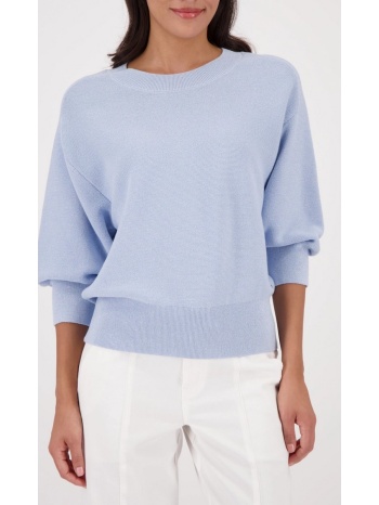 monari γυναικείο πλεκτό regular fit με lurex και στρογγυλή