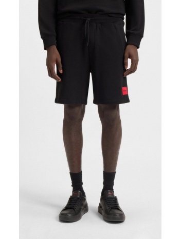 hugo ανδρική βαμβακερή βερμούδα regular fit με logo label