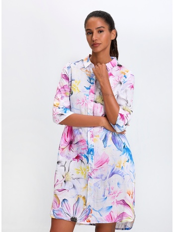 γυναικείο σεμιζιέ comfort fit λινό με φλοράλ μοτίβο σε προσφορά