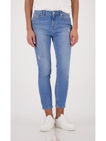 monari γυναικείο jeans straight fit 7/8 με strass και