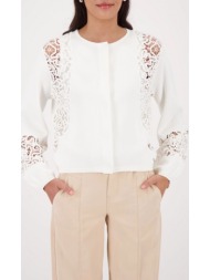 monari γυναικεία ζακέτα regular fit με εκλεπτυσμένες δαντελένιες λεπτομέρειες και στρογγυλή λαιμόκοψ