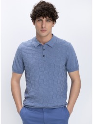 a fish named fred ανδρική μπλούζα polo με ανάγλυφο geometric σχέδιο regular fit_