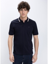 boss ανδρική μπλούζα polo βαμβακερή με contrast λεπτομέρεια στον γιακά regular fit