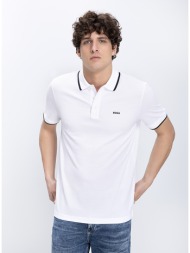 boss ανδρική μπλούζα polo βαμβακερή με contrast ρέλι regular fit