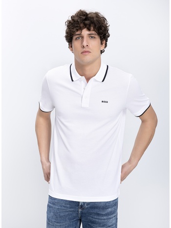 boss ανδρική μπλούζα polo βαμβακερή με contrast ρέλι