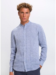 ανδρικό πουκάμισο λινό regular fit με όρθιο γιακά